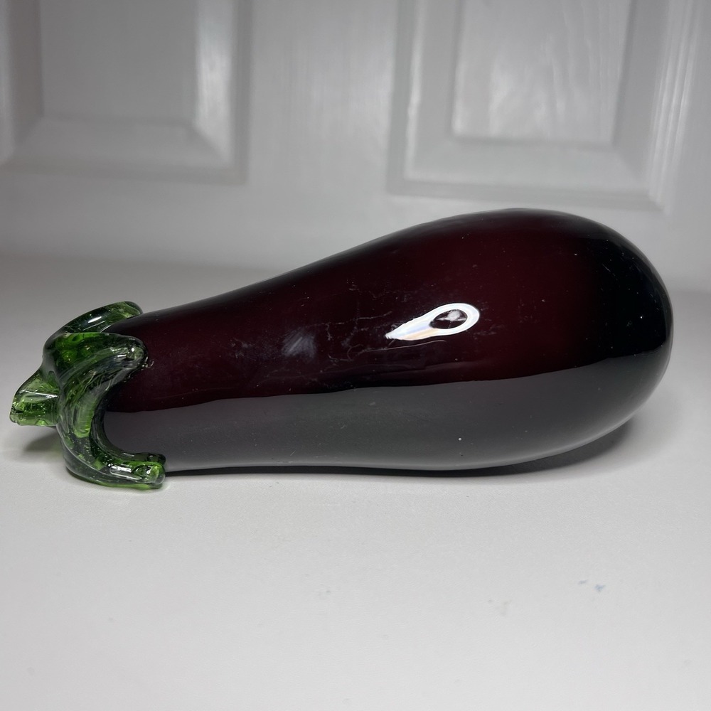 Handblown Art Glass Purple Eggplant Decorative Figurine 6"